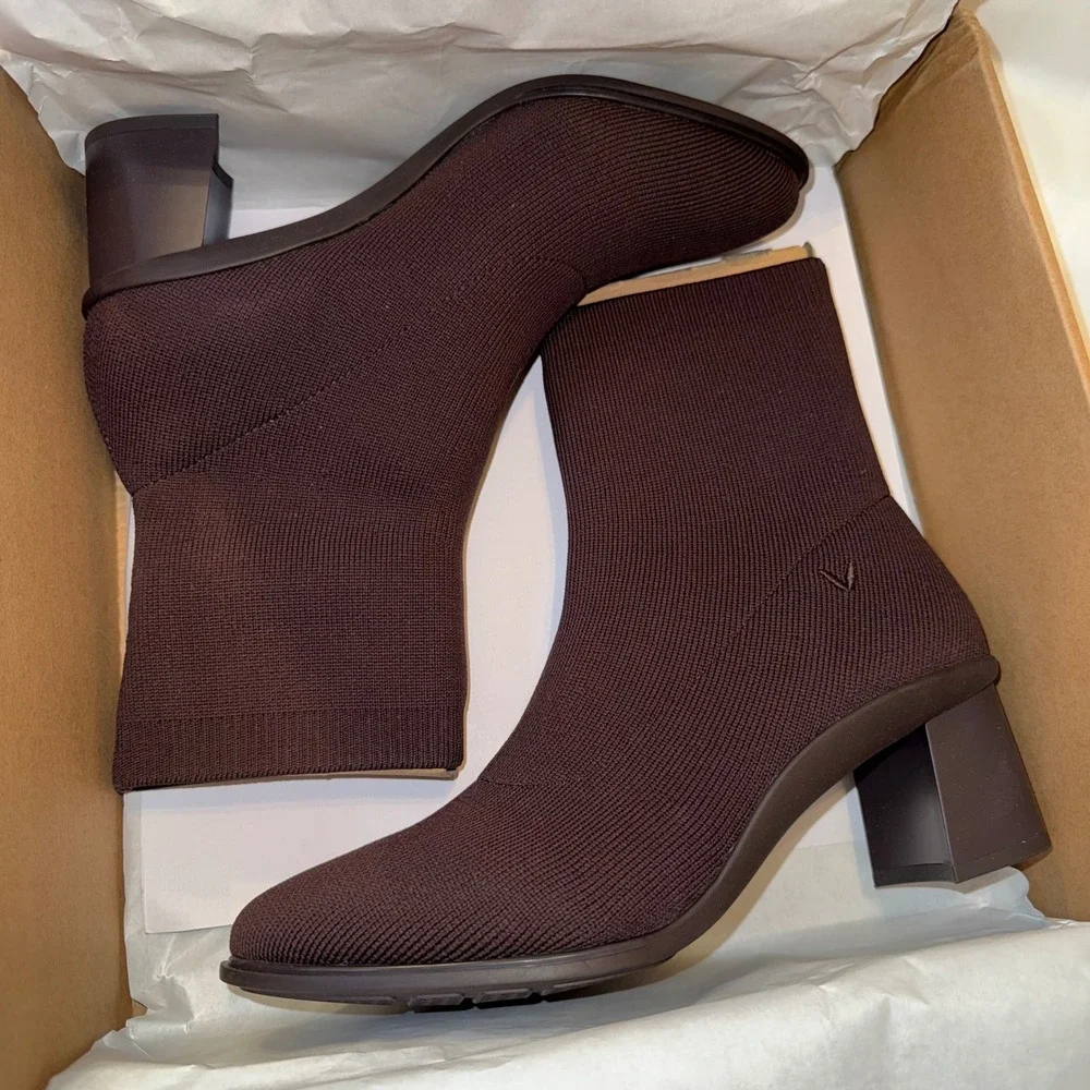 VIVAIA Knit Sock Ankle Boots Chocolate Water‎ Repellent Size 9-9.5 EU40.5